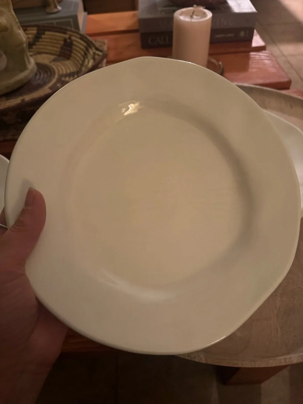 Crate&Barrel Rustic White Ceramic Salad Plate - set of 5